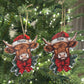 Highland Cow Print On Wood Ornament SETS